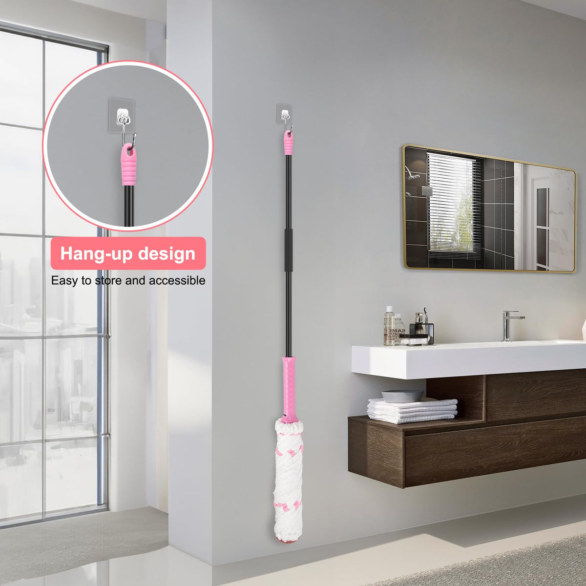 Self-Wringing Twist Mops for Floor Cleaning, Microfiber Floor mop with 57 " Long Handle, Easy Wringing Mop for Hardwood Commercial Household Clean