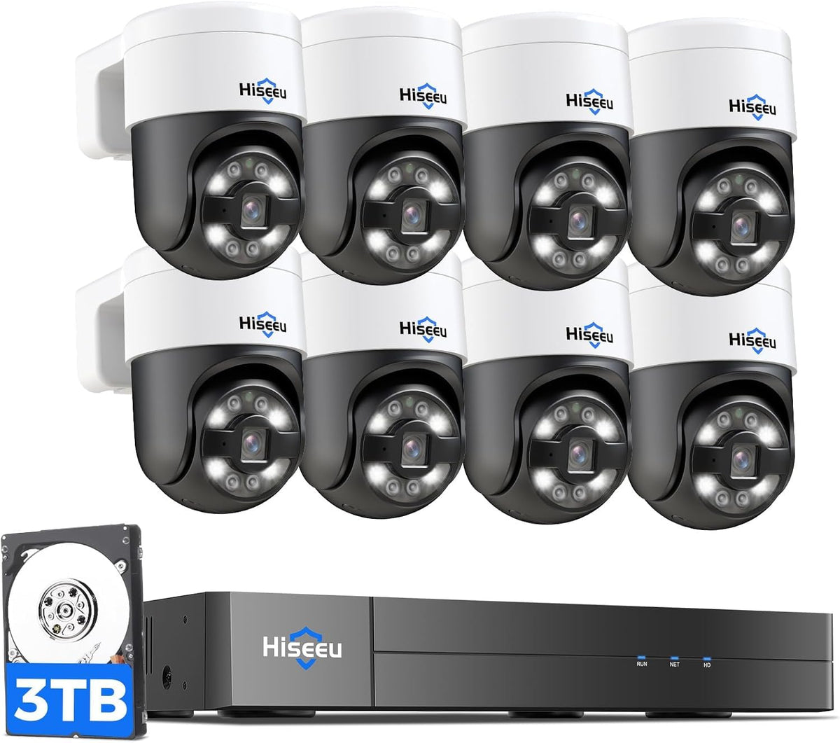 【Human Track】Hiseeu 4K PoE PTZ Security Camera System, 6pcs 5MP PTZ Cameras