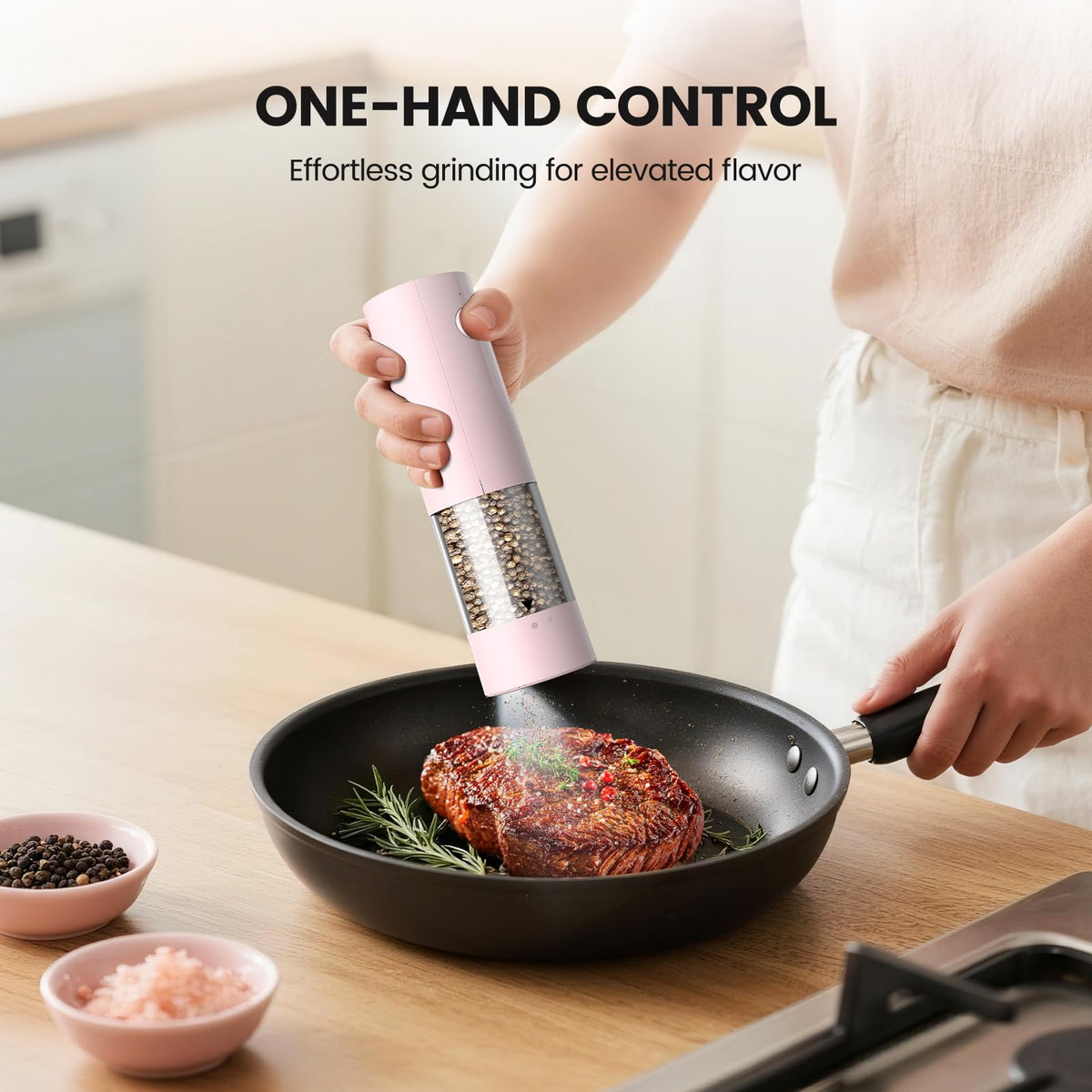 Electric Salt and Pepper Grinder Set - Rechargeable Automatic Salt and Pepper Shakers, Kitchen Appliances with External Adjustable Coarseness, Large Capacity, Housewarming Birthday Gifts for Women Men