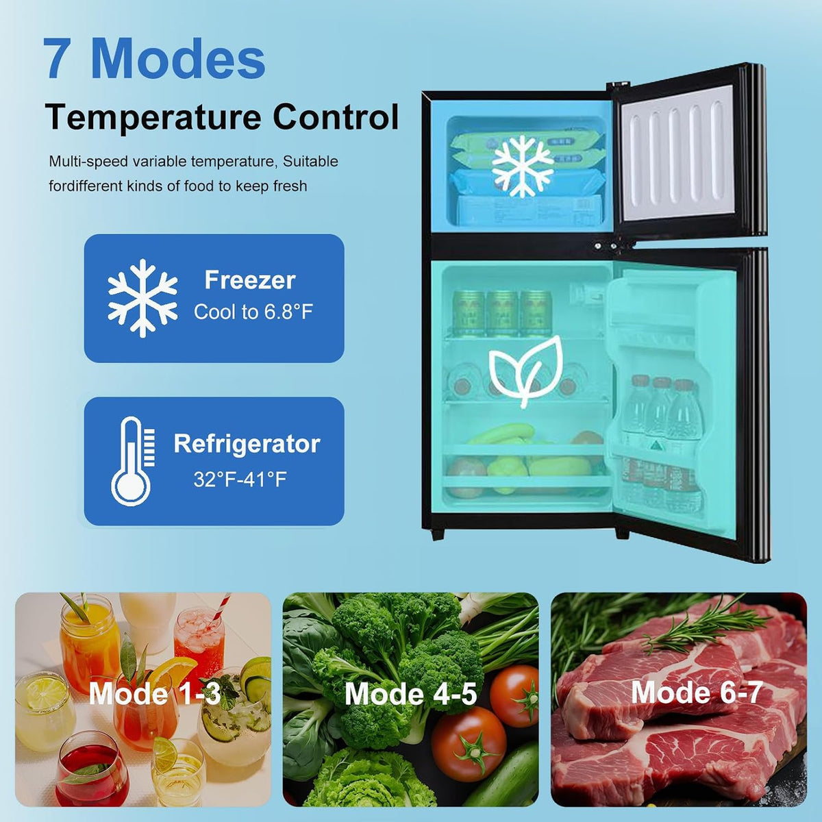 Mini Fridge with Freezer, 3.2 cuft Small Refrigerator, Compact Refrigerator