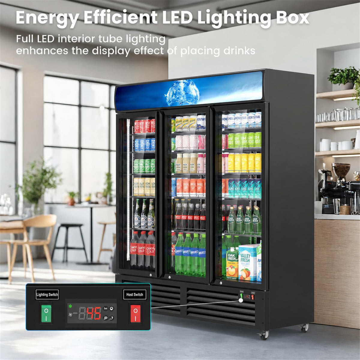 Commercial Refrigerators, 14.8 Cu.Ft Beverage Fridge with Glass Door