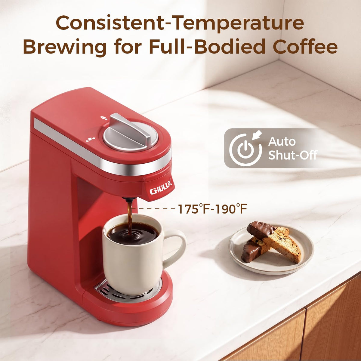 CHULUX Single Serve Coffee Maker for K Cup Pod, Fast-Heating System, Black
