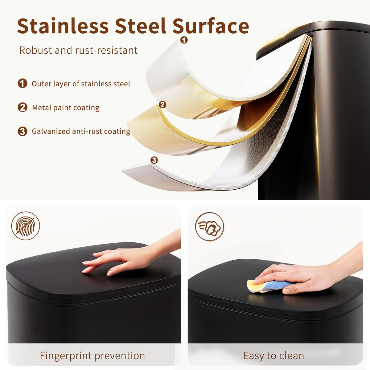 PayLessHere | 13G Trash Can with Lid | Steel | Removable Inner Bucket