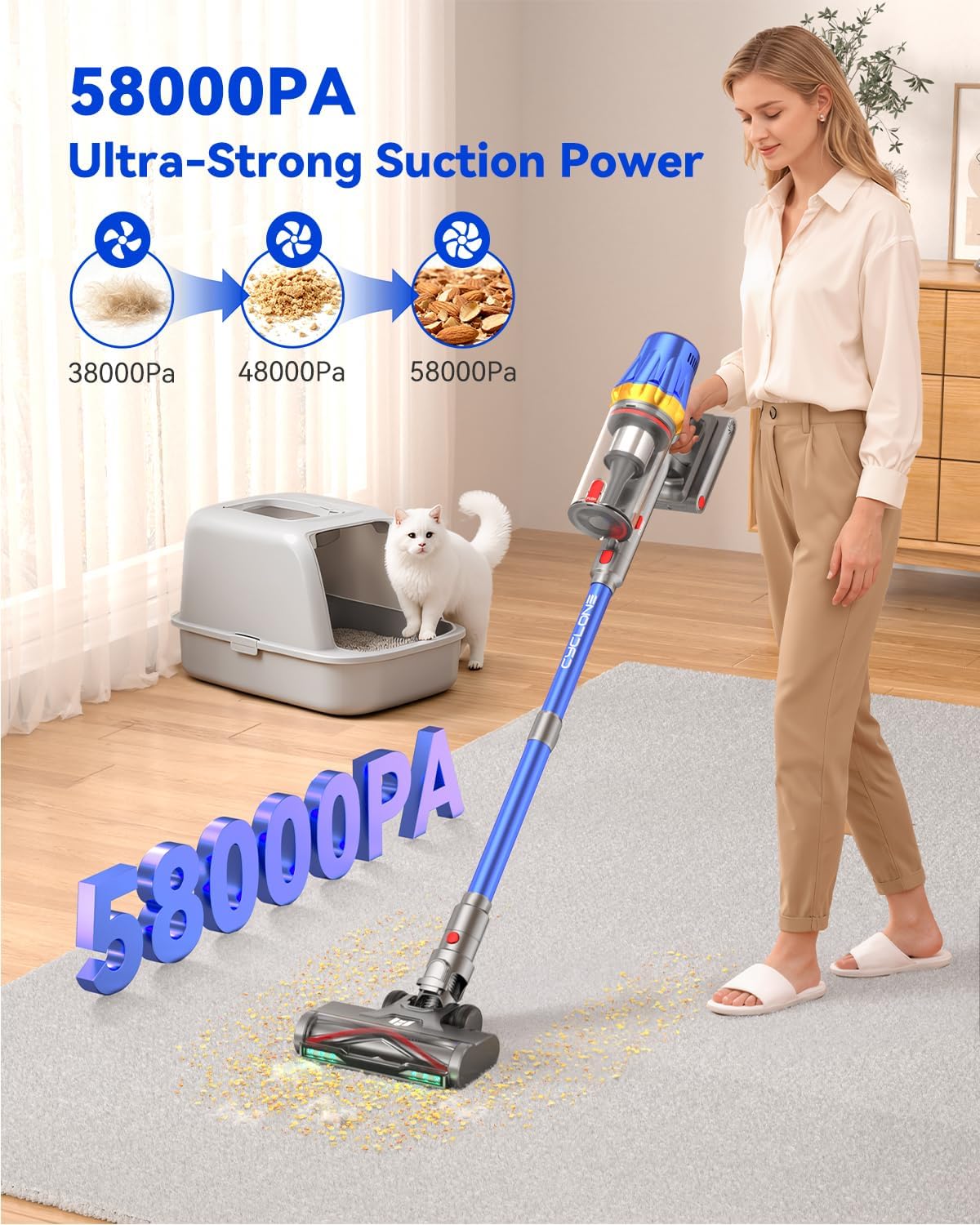 H9 Cordless Vacuum Cleaner 700W 58kPa 90 Mins Runtime for Home