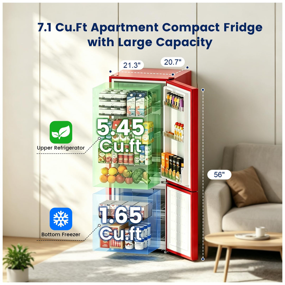 Apartment 7.1 Cu.Ft Refrigerator with Bottom Freezer Silver