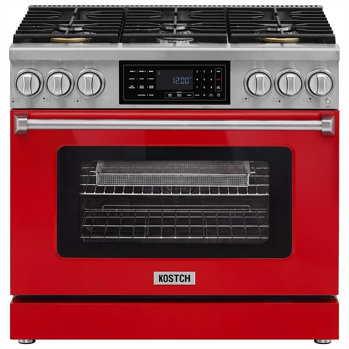 Tilt Panel 36" Natural Gas Range with 6.2 cu ft True Convection Oven (Red)