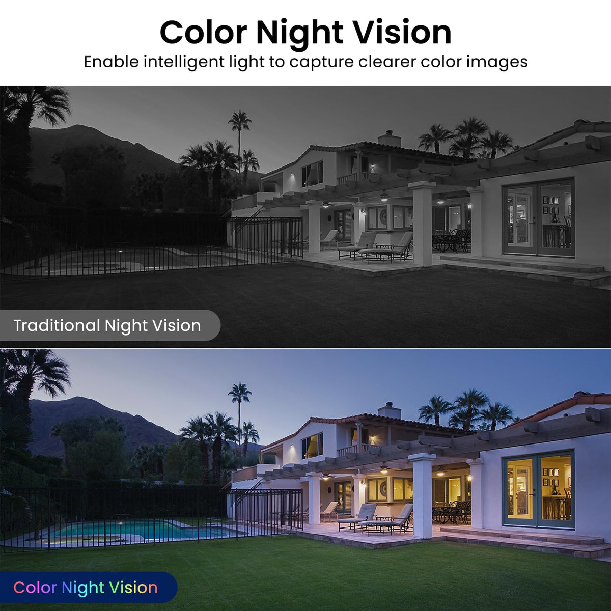 AOQEE 2K Cameras for Home Security, Indoor/Outdoor, Full Color, C1 2Pack
