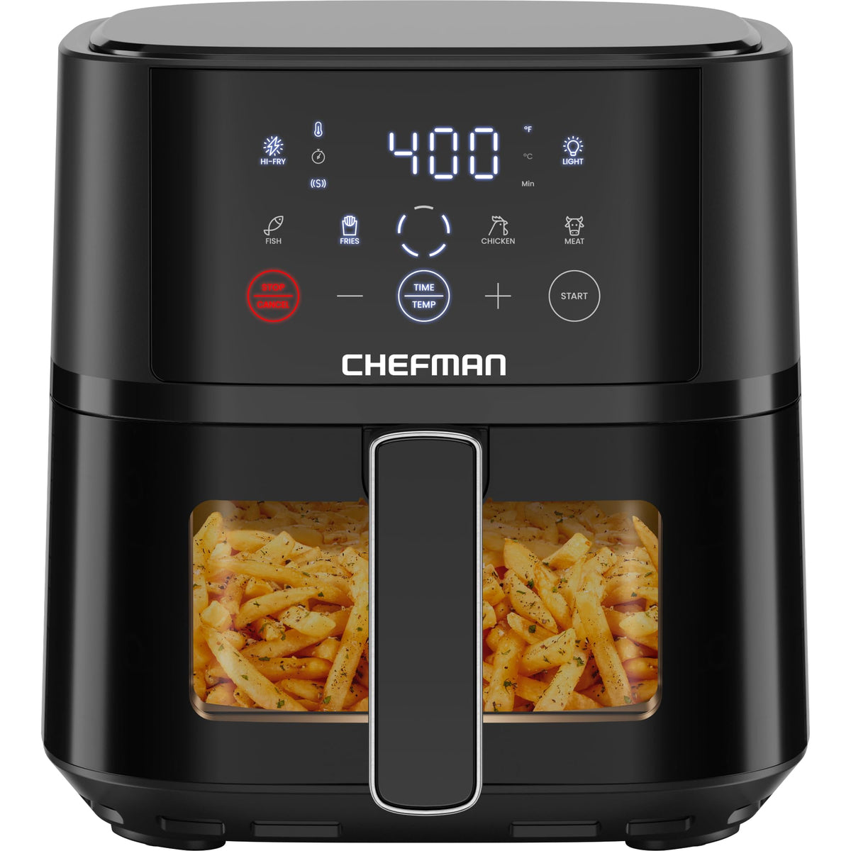 Chefman Air Fryer – 6 QT Compact Airfryer for Quick & Easy Meals, Features Hi-Fry Technology for Extra Crisp, Easy-View Window, Touch Controls with 4 Presets, Nonstick & Dishwasher Safe Basket - Black