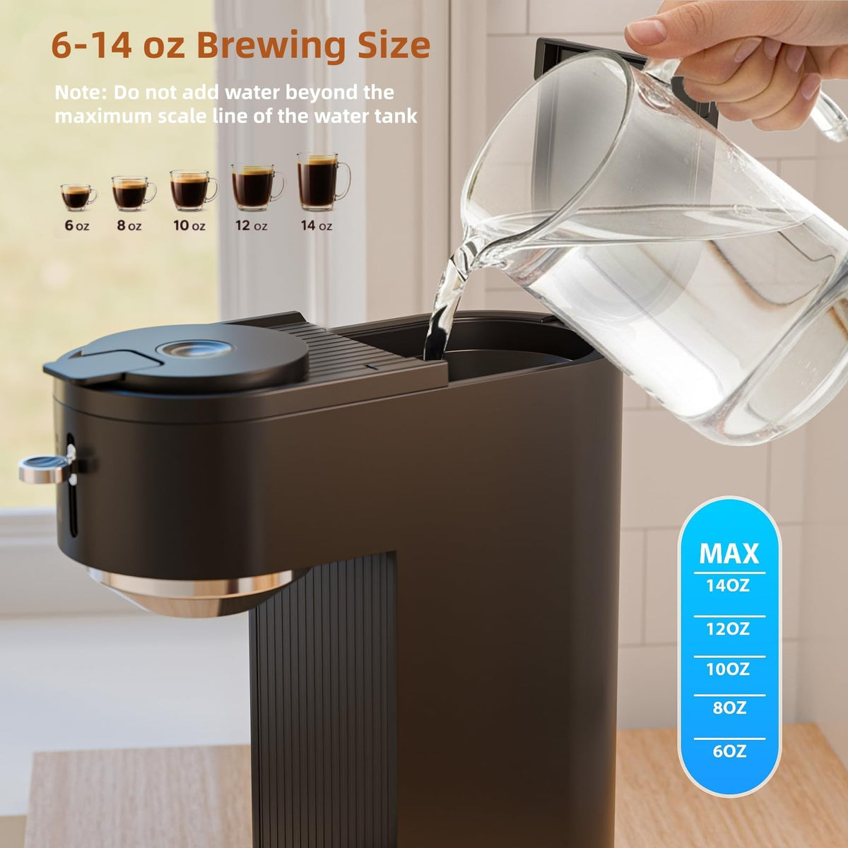 COWSAR Single Serve Coffee Maker, 2 in 1 Coffee Capsule & Ground Coffee Brewer, 40 Oz Removable Water Tank, 5 Brew Sizes 6-14 Oz, Self-cleaning Fast Heating Coffee Machine for Home Office