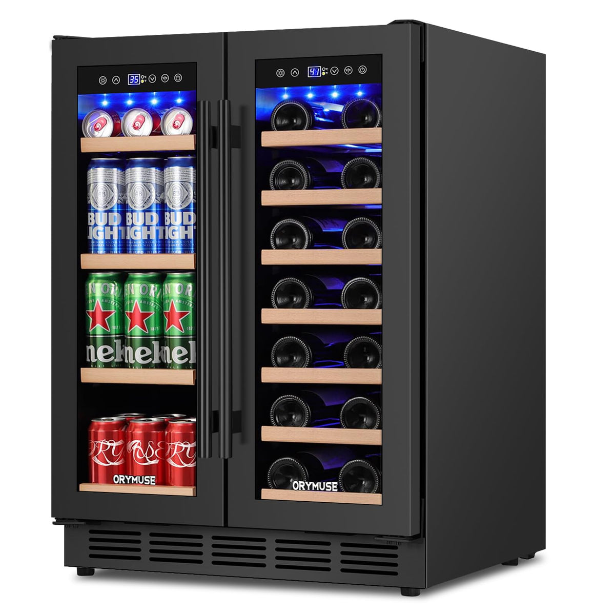 200 Bottle Upgrade Wine Cooler Refrigerator - 24 Inch Large Capacity Wine Fridge Built-In Freestanding, with Quiet Compressor, Professional Temperature Control & Wine Cellar - Black