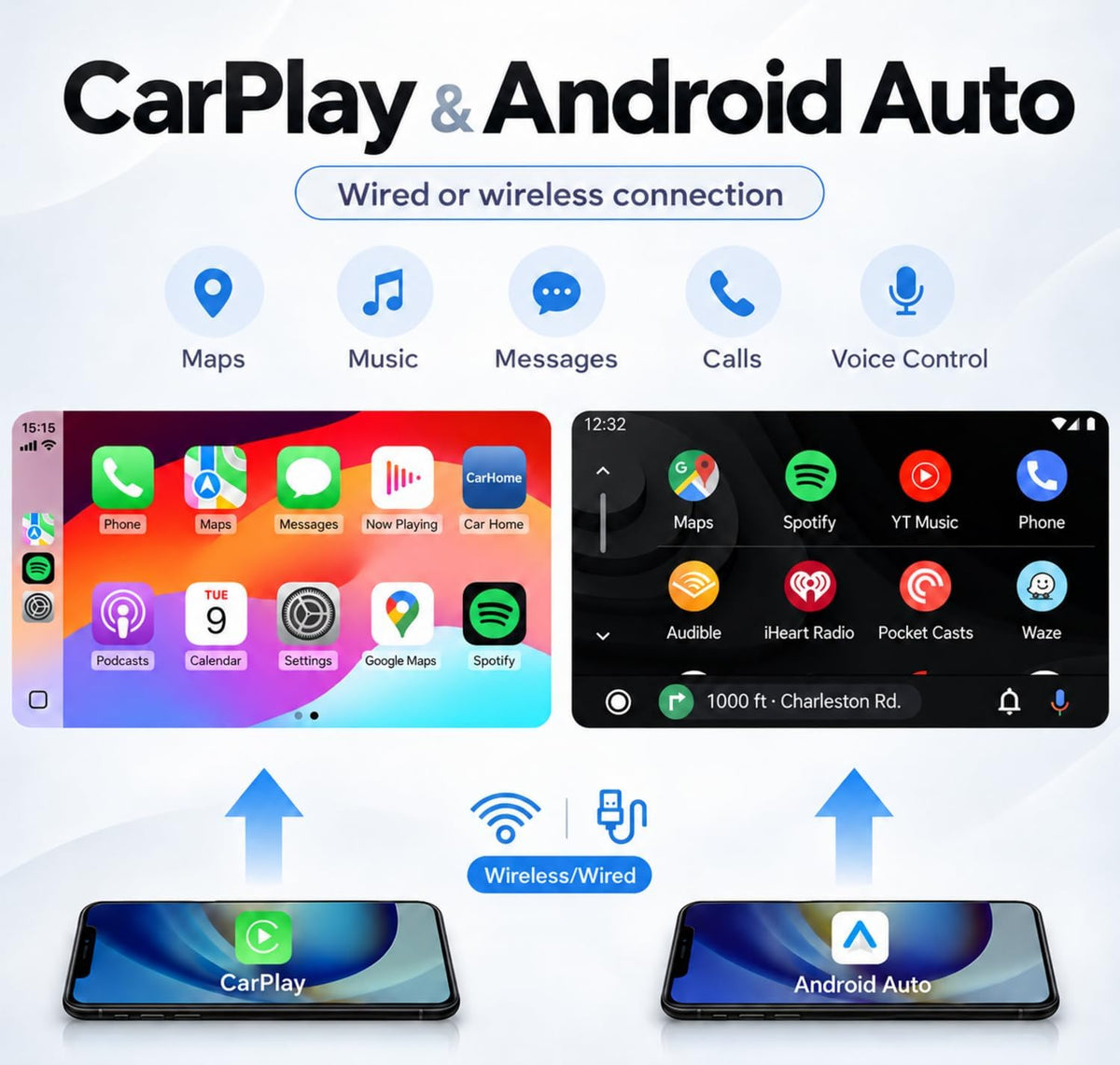 Double Din Car Stereo, 7" QLED Touchscreen 1280×720, 2GB RAM 64GB ROM