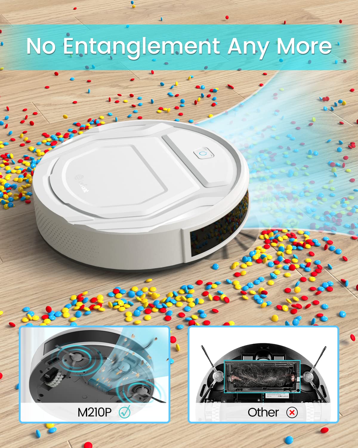 Lefant Robot Vacuum Cleaner, Strong Suction, 120 Mins Runtime, Slim, Low Noise, Automatic Self-Charging, Wi-Fi/App/Alexa Control, Ideal for Pet Hair Hard Floor and Daily Cleaning, M210