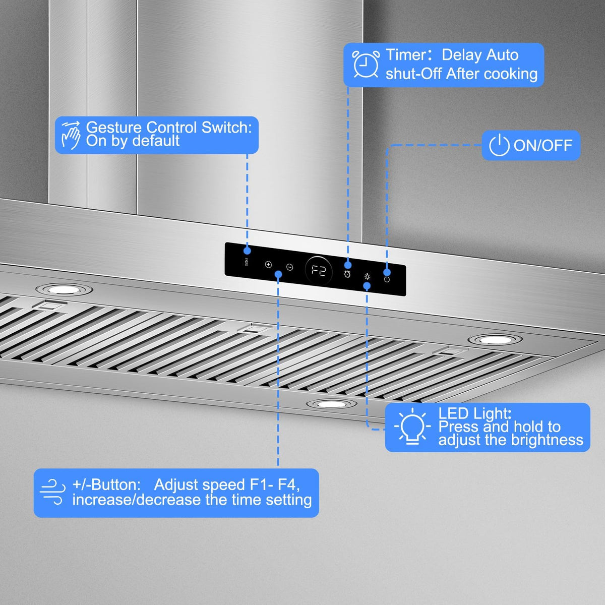 30 inch Under Cabinet Range Hood 1200 CFM Stainless Steel Vent Hoods