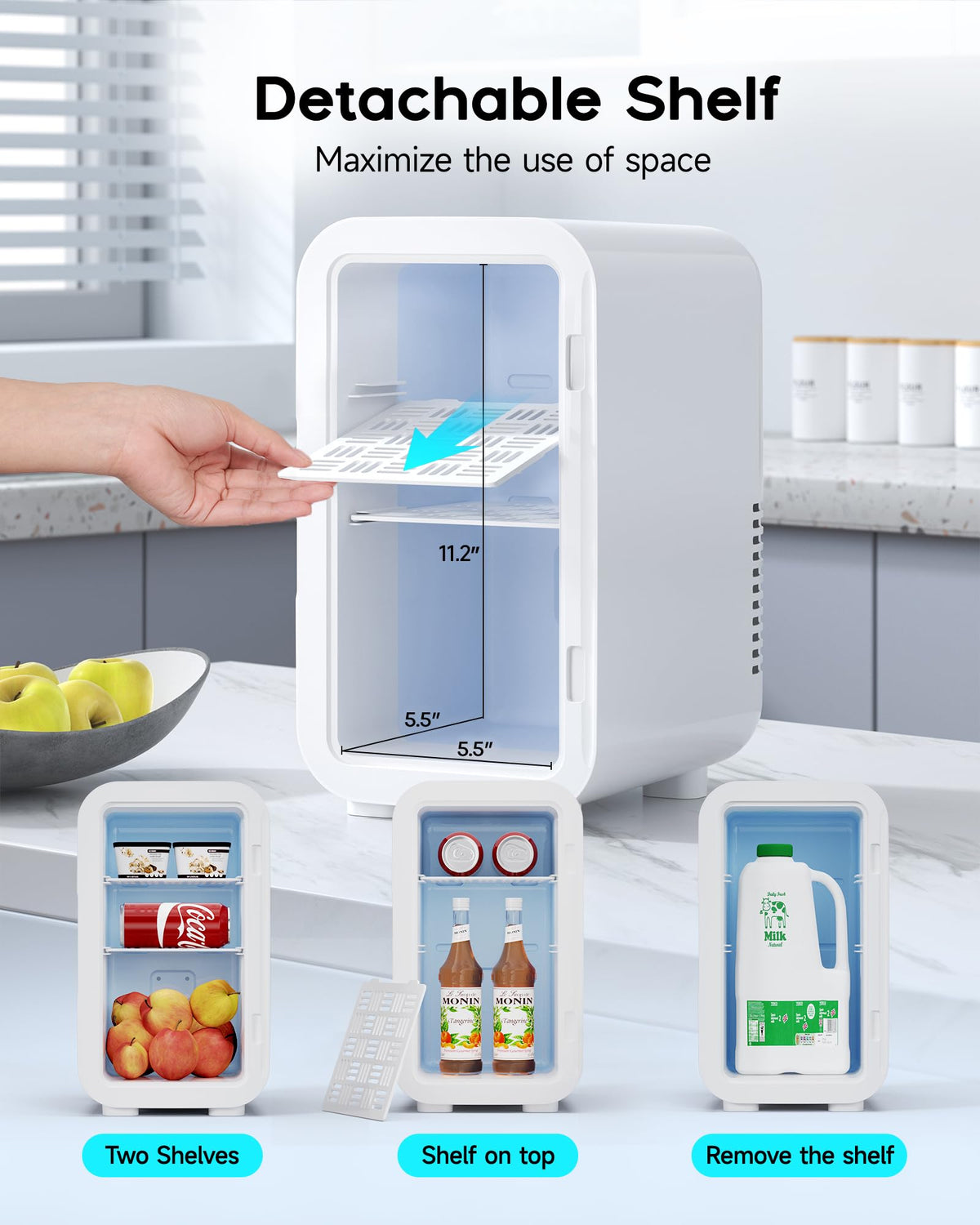 Mini Fridge,6 Liter / 8 Can Small Fridge for Bedroom, Car, Office