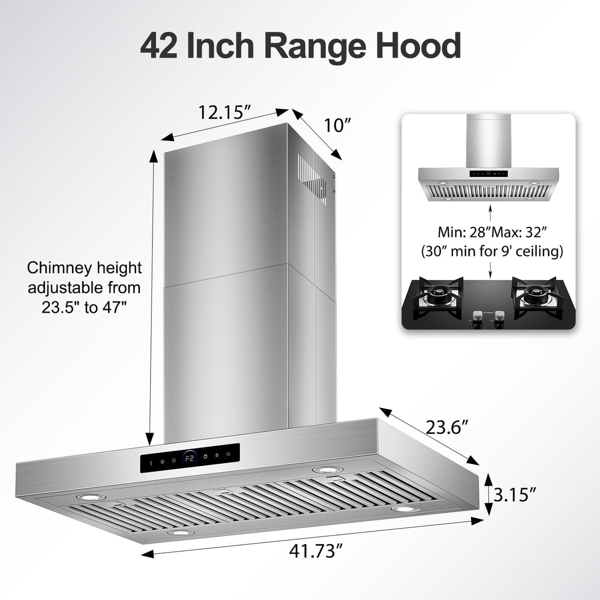 30 inch Under Cabinet Range Hood 1200 CFM Stainless Steel Vent Hoods