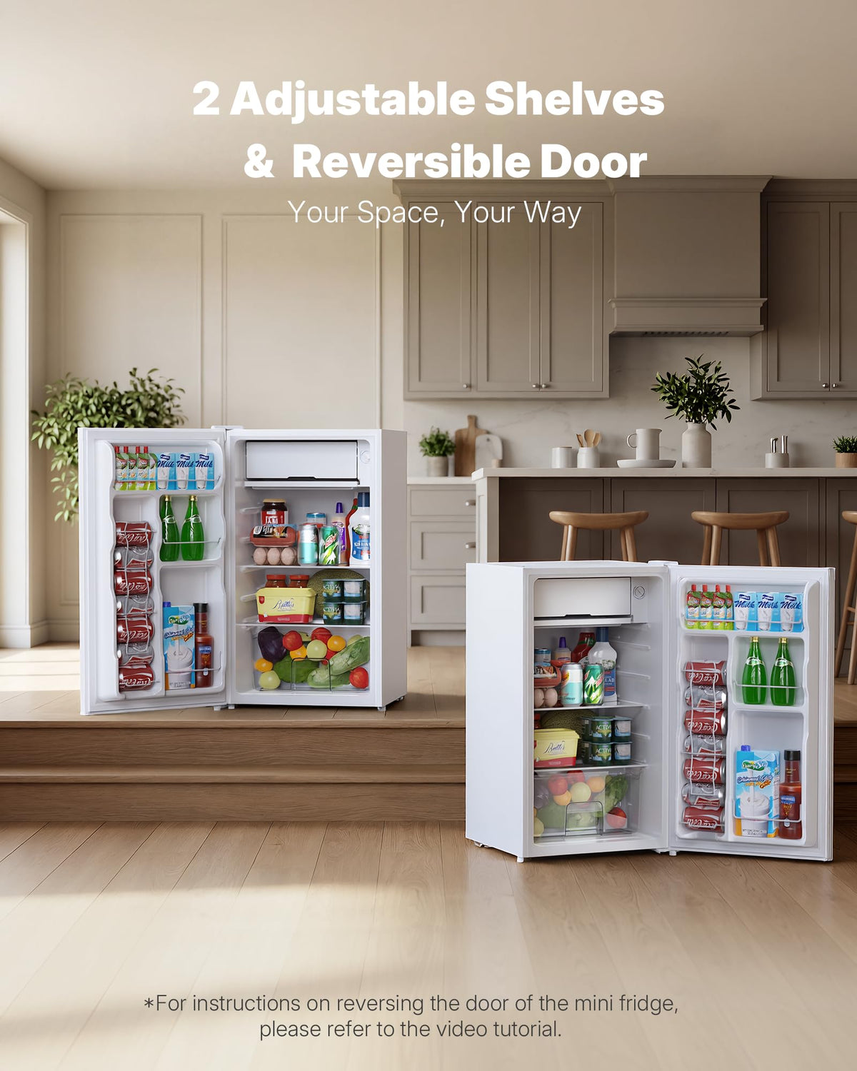 Upstreman 3.2 Cu.Ft Mini Fridge with Freezer, Black-BR321