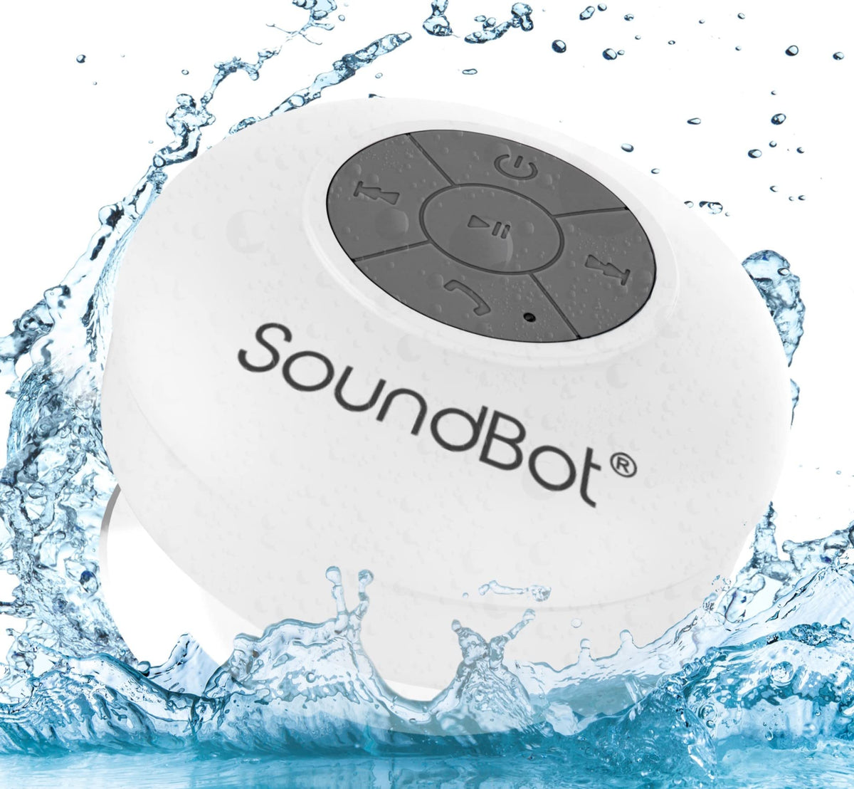 Soundbot® Waterproof Shower Speaker HD Water Resistant Bluetooth Handsfree Portable with Loud Clear Sounds 6+hrs of Playtime, Wireless Suction Cup Small Durable for Outdoors Travel Home SB510 (Black)