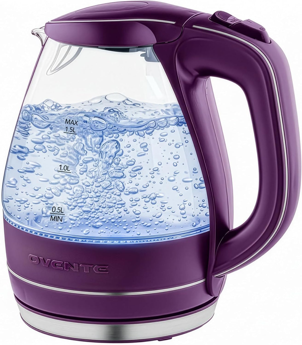 OVENTE 1.5L Glass Electric Kettle Water Boiler, Black KG83B