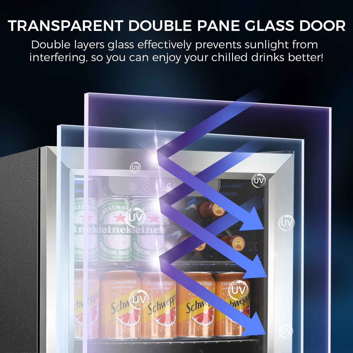 Electactic Mini Fridge 130 Can Beverage Refrigerator Cooler, 3.2 Cu.Ft Drink Fridge forSoda Wine Beer, Digital Temperature Control Cooler for Home, Dorm, Bar