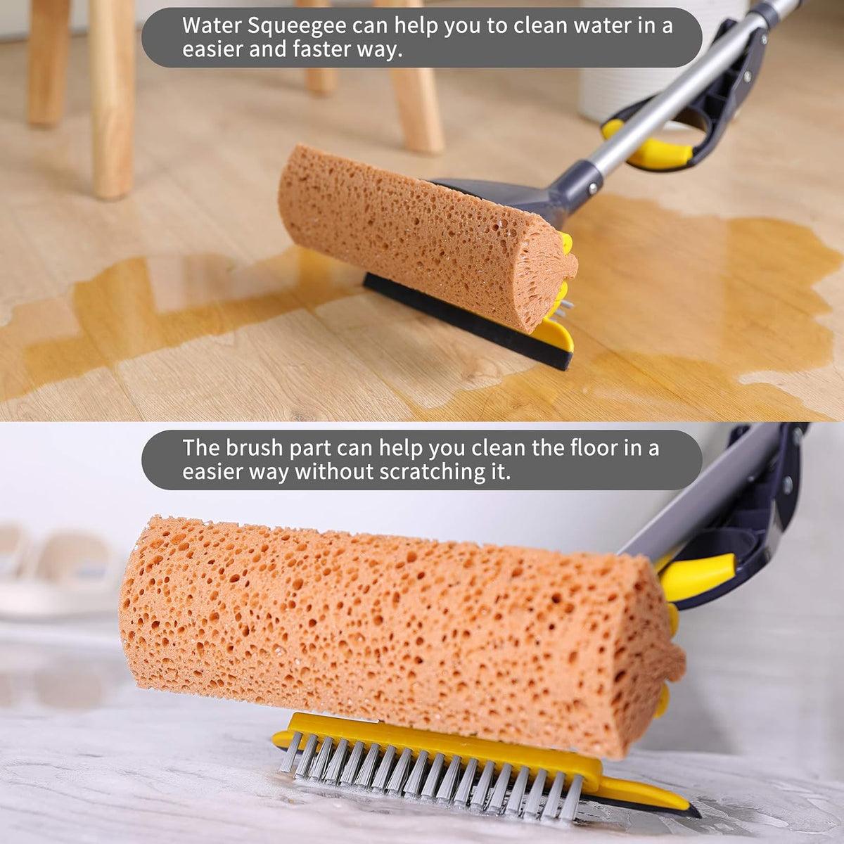 Yocada Sponge Mop Home Commercial Use Tile Floor Bathroom Garage Cleaning