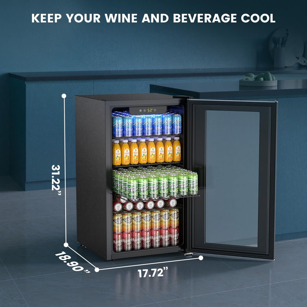 Electactic Mini Fridge 130 Can Beverage Refrigerator Cooler, 3.2 Cu.Ft Drink Fridge forSoda Wine Beer, Digital Temperature Control Cooler for Home, Dorm, Bar