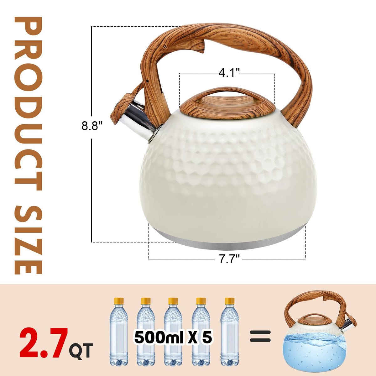 GGC Whistling Tea Kettle for Stove Top, 3.2QT/3L Stainless Steel Tea Kettle