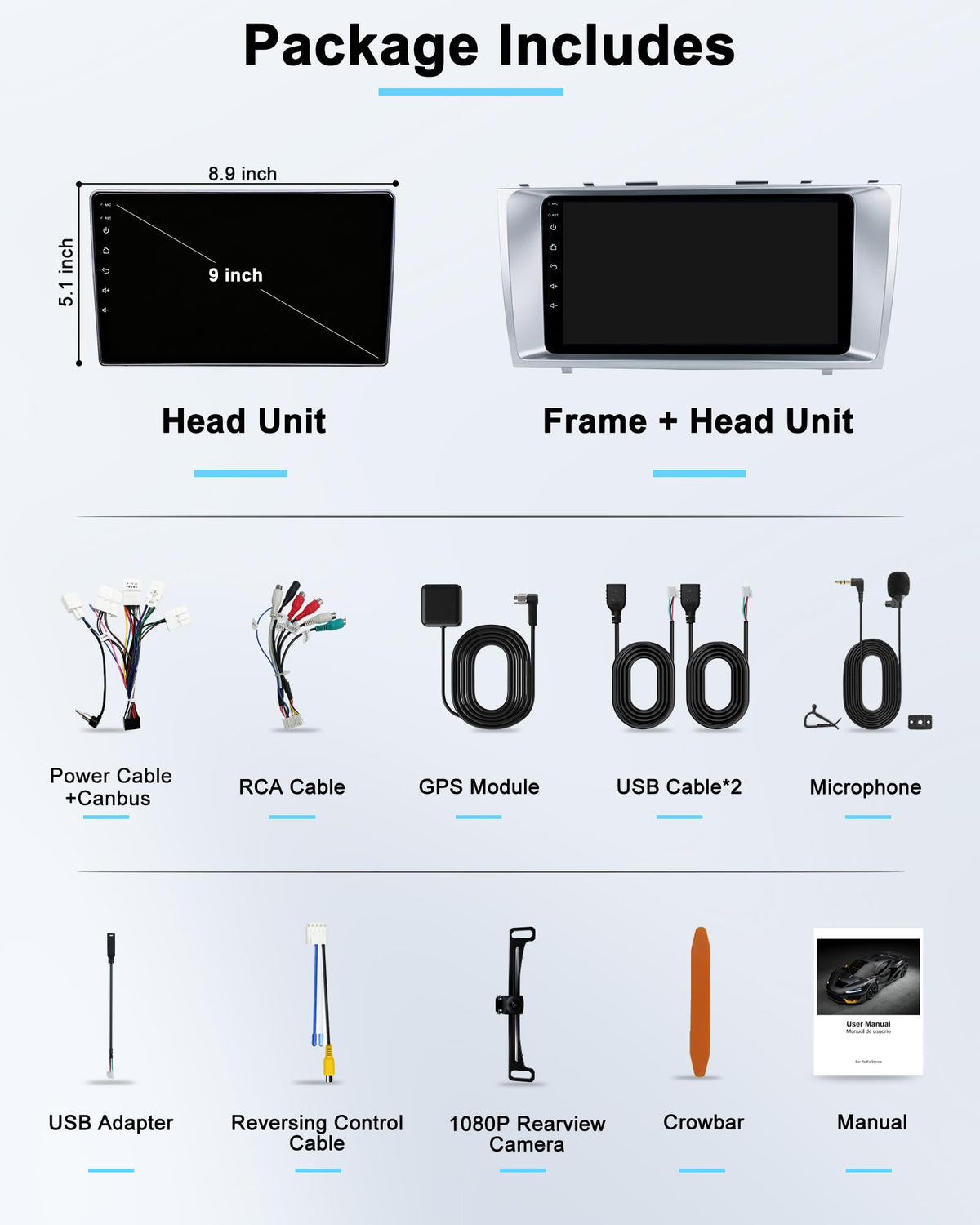 64G Car Radio Stereo for Toyota Camry 2006-2011 CarPlay Android Auto