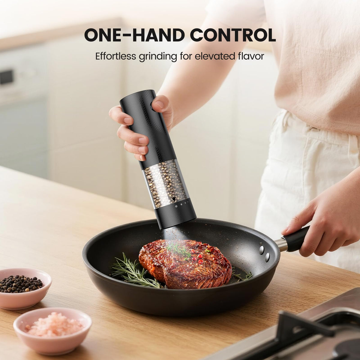 Electric Salt and Pepper Grinder Set - Rechargeable Automatic Salt and Pepper Shakers, Kitchen Appliances with External Adjustable Coarseness, Large Capacity, Housewarming Birthday Gifts for Women Men