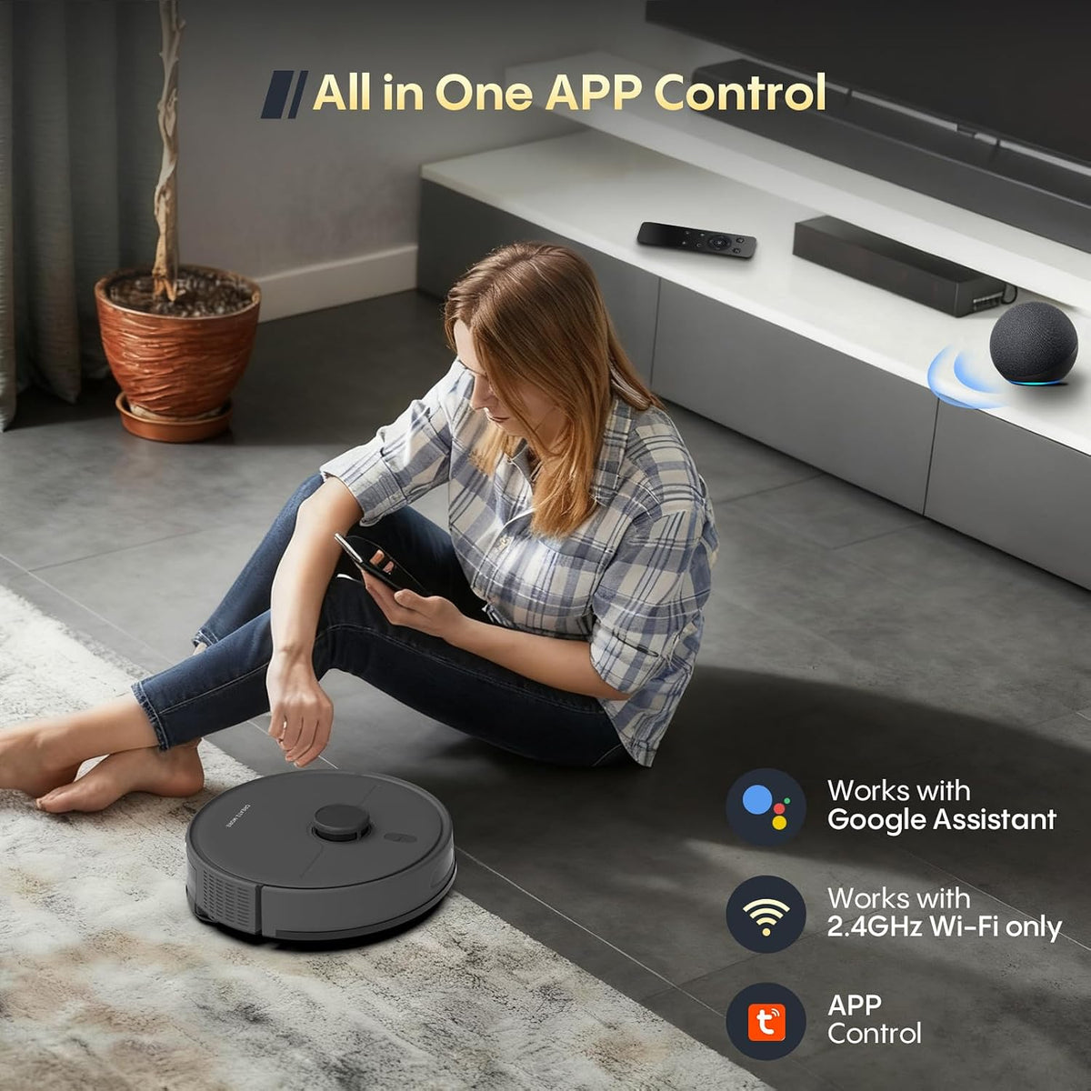 Robot Vacuum and Mop with Self-Emptying Station, 90 Days Hands-Free Robotic Vacuum Cleaner, 10000Pa Super Suction, LiDAR Navigation, Smart Mapping, WiFi/App/Voice Control for Home Pet Hair Hard Floors