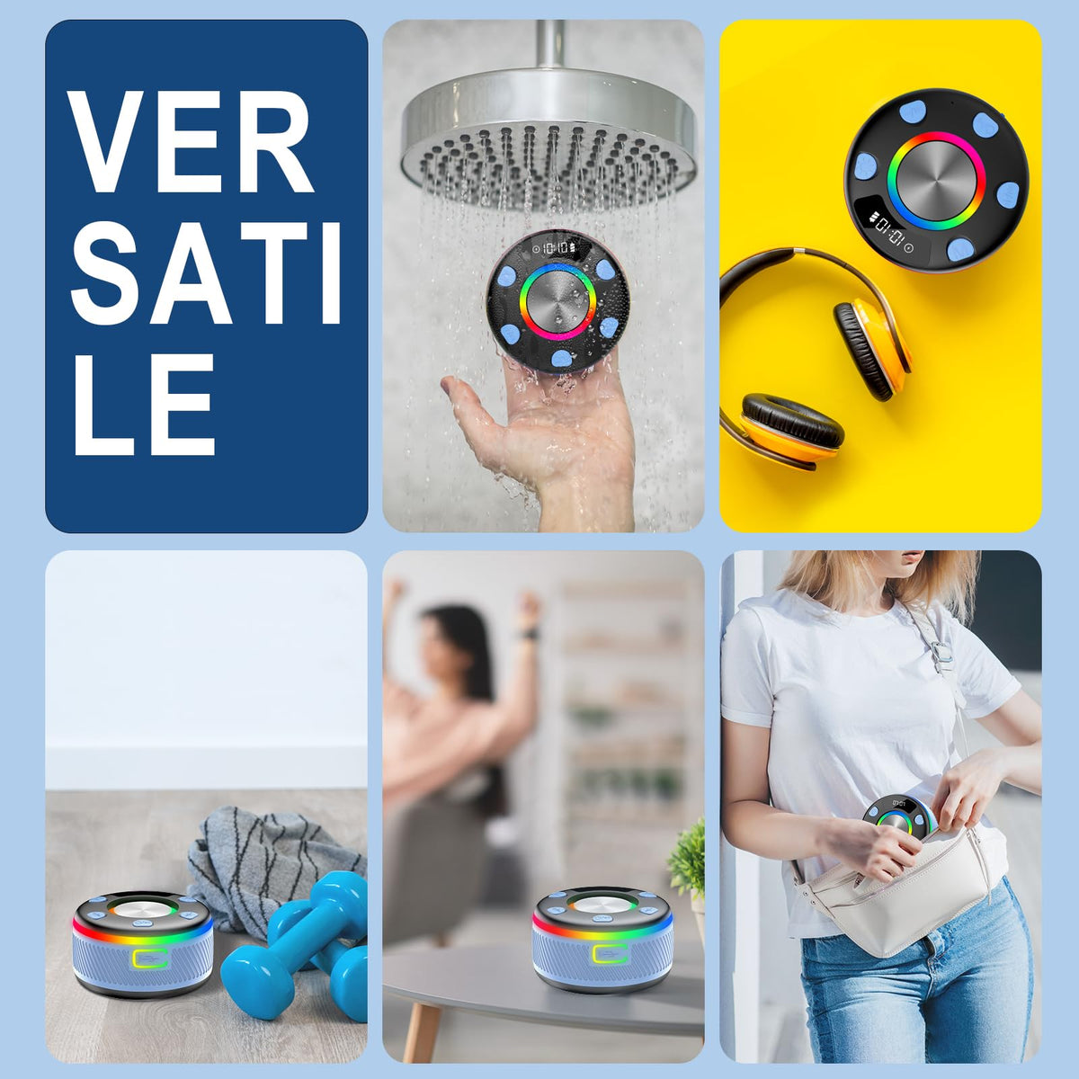 Bluetooth Shower Speaker IP7 Waterproof Portable Speakers HD Sound 24H