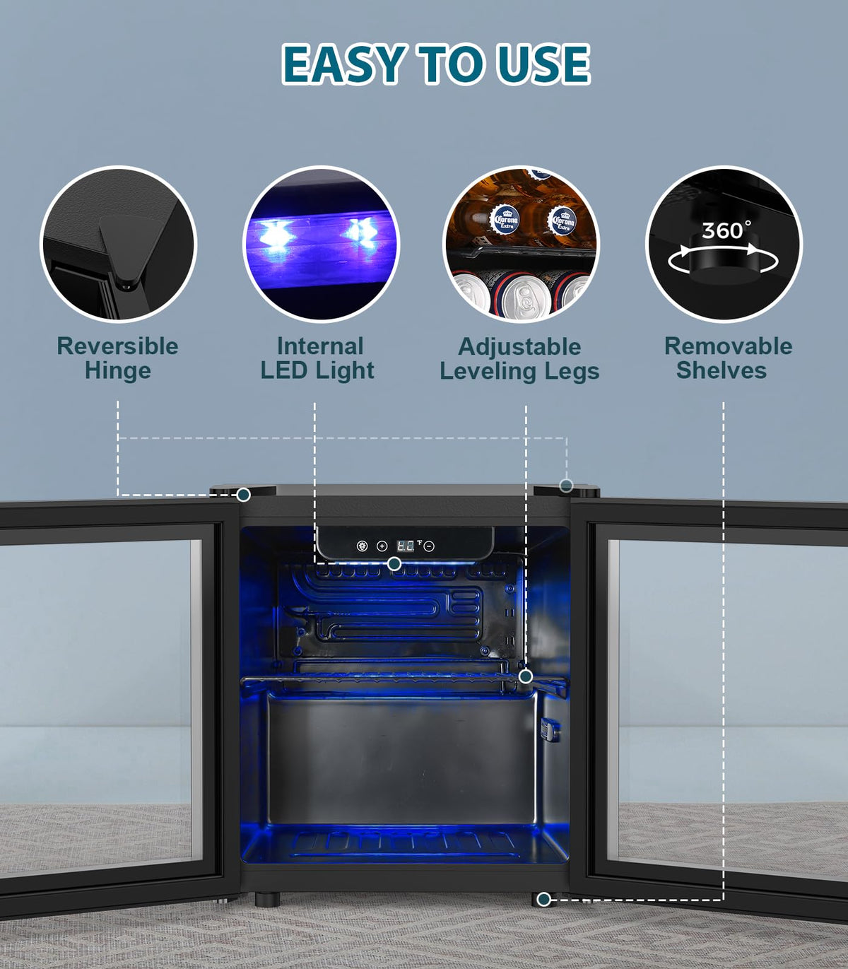 Electactic Mini Fridge 130 Can Beverage Refrigerator Cooler, 3.2 Cu.Ft Drink Fridge forSoda Wine Beer, Digital Temperature Control Cooler for Home, Dorm, Bar