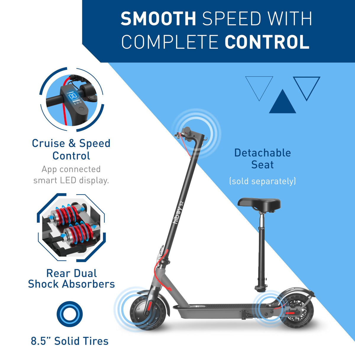 Hiboy S2 Electric Scooter - 8.5" Solid Tires - Up to 17 Miles Long-Range