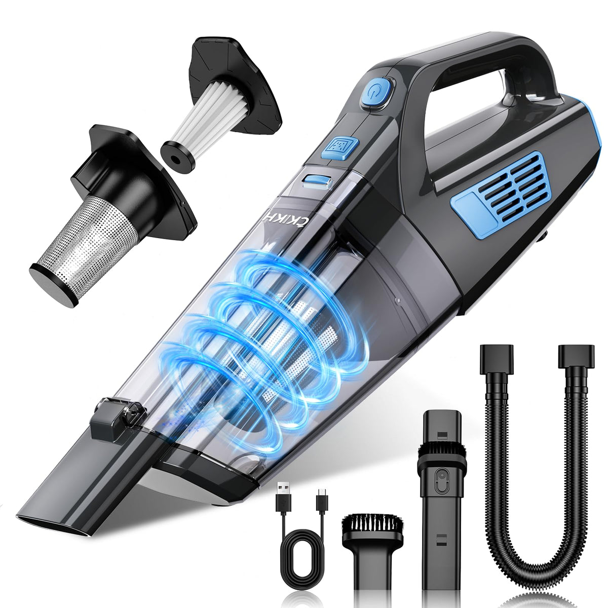 CKIKH Handheld Vacuum Cordless, 15000PA Hand Held Car Vacuum Cleaner