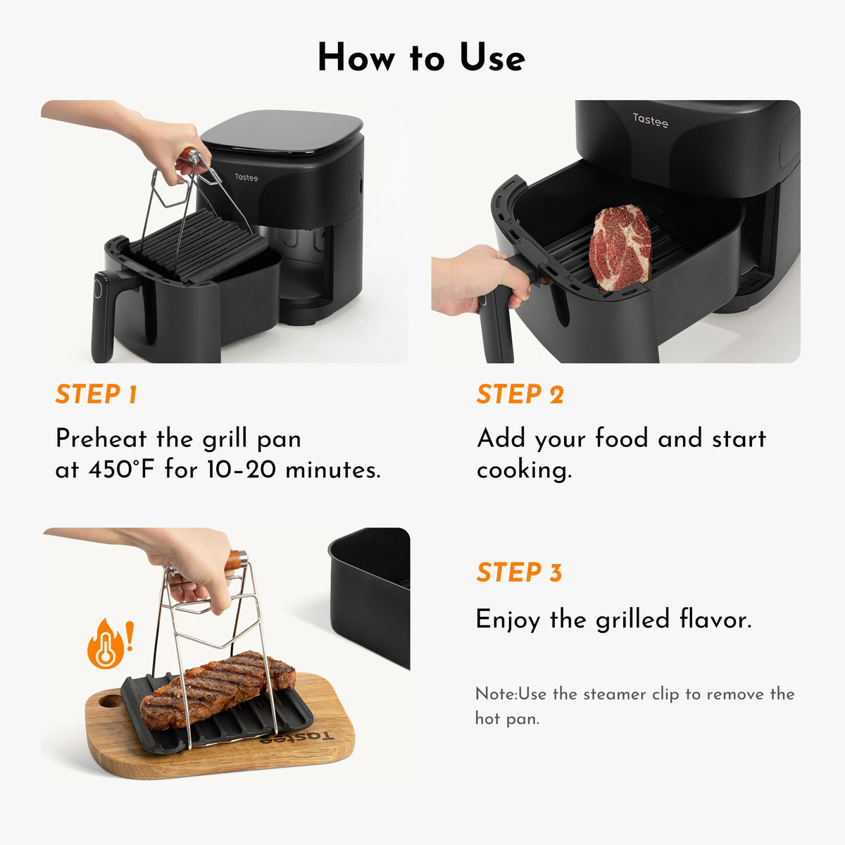 Tastee Ceramic Air Fryer, 8-in-1 Compact 5.5QT AirFryers, 450°F Digital Airfryer Dehydrator with Smart Probe, 24 Presets One-touch Cooking, In-app Recipes with Window, Dishwasher-safe & Non-stick