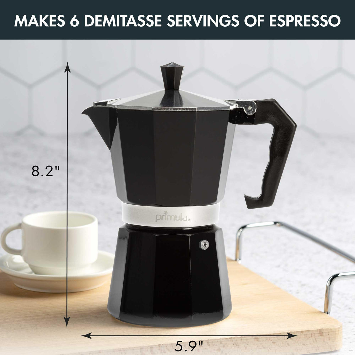 Primula Classic Stovetop Espresso and Coffee Maker, Moka Pot for Italian and Cuban Café Brewing, Greca Coffee Maker, Cafeteras, 9 Espresso Cups, Silver