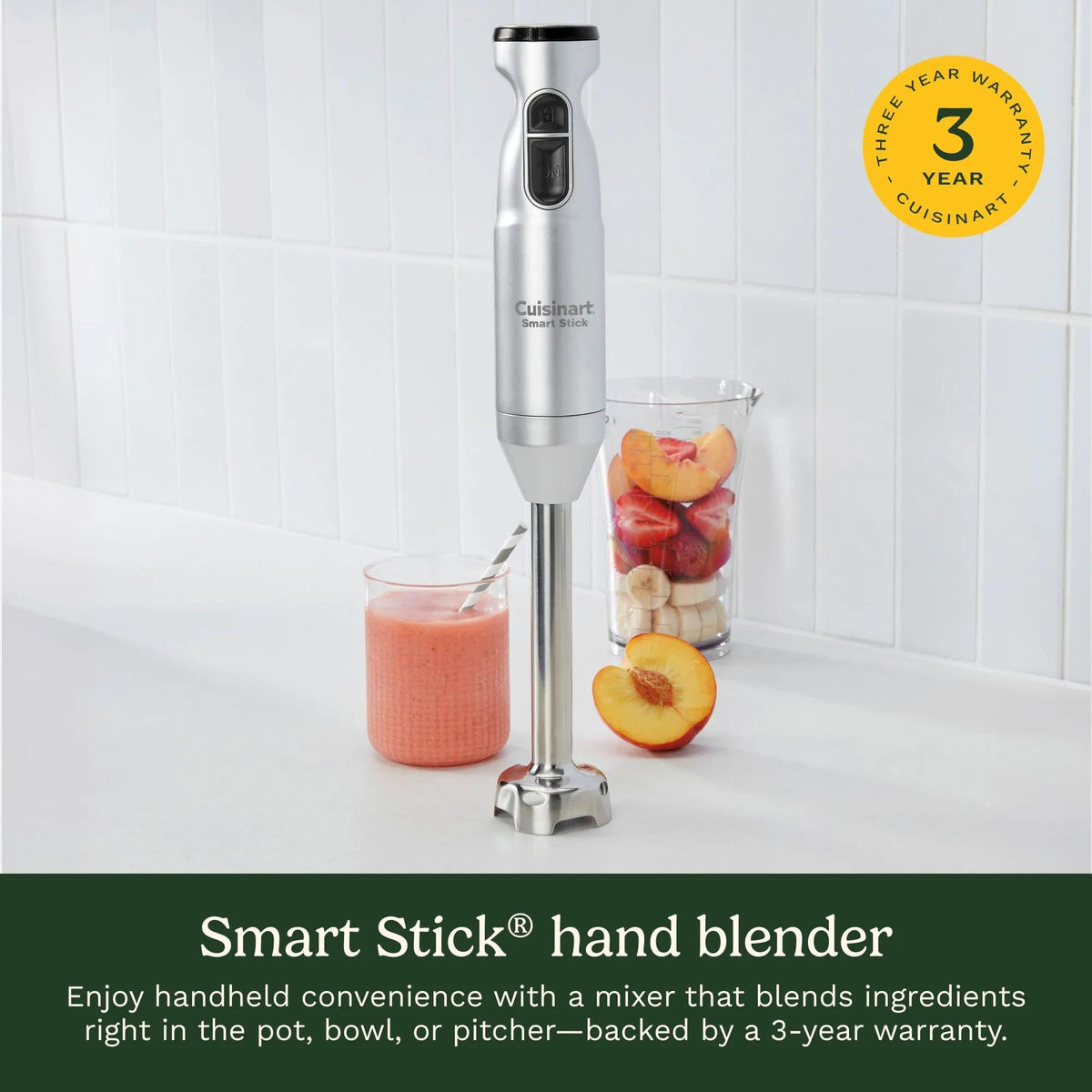 Cuisinart Smart Stick Two-Speed Corded Hand Blender, Powerful Immersion Blender with 300-Watt Motor Blends Shakes, Smoothies, Puree, Baby Food, Soups & Sauces, CSB-175RP1, Red