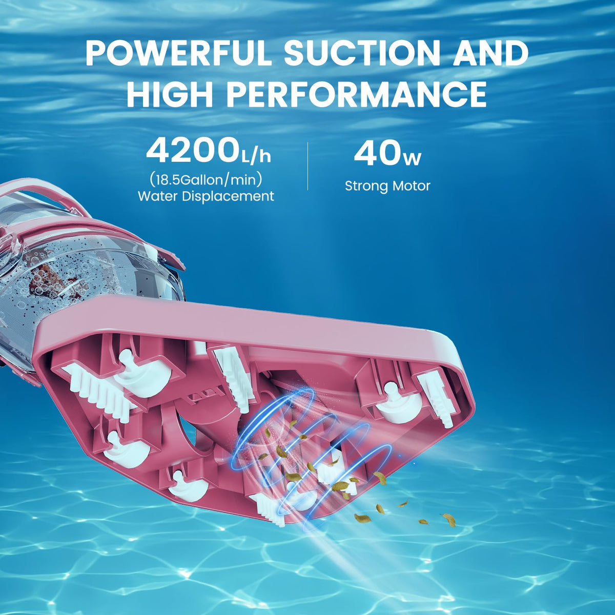Enhulk Rechargeable Handheld Cordless Pool Vacuum for Above Ground Pool and Inground Pool, 60-Minute Runtime,Powerful Suction up to 18.5 gallons/min, Efficient Leaf and Debris Removal, PC10 Pro