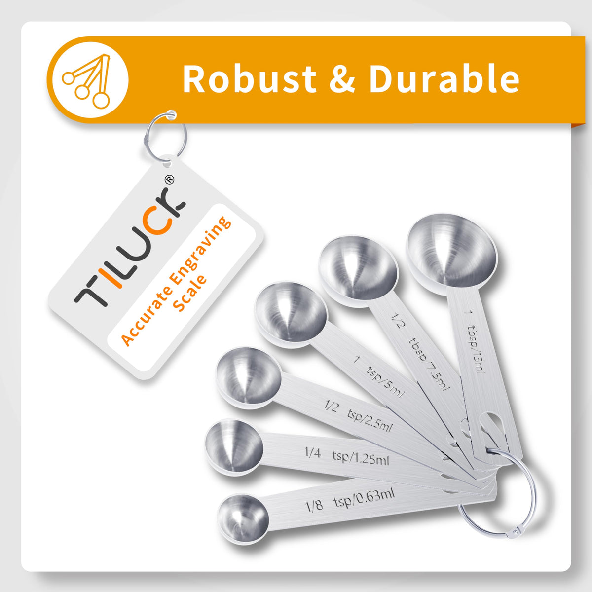 Stainless Steel Measuring Cups & Spoons Set, Cups and Spoons
