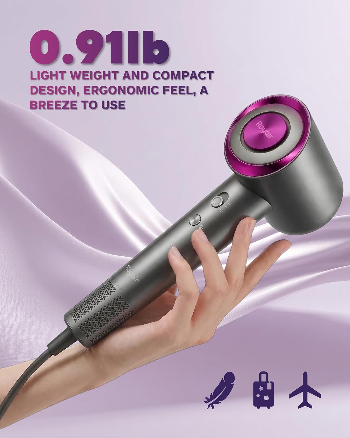 Hair Dryer, Professional High-Speed Ionic Blow Dryer with Diffuser, 1200W