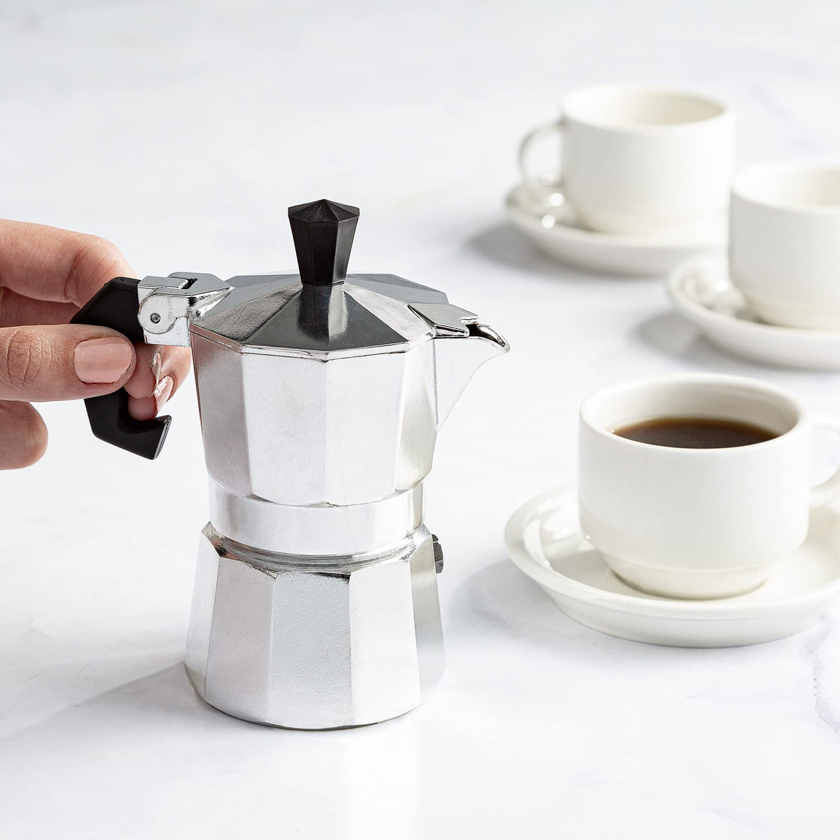 Primula Classic Stovetop Espresso and Coffee Maker, Moka Pot for Italian and Cuban Café Brewing, Greca Coffee Maker, Cafeteras, 9 Espresso Cups, Silver