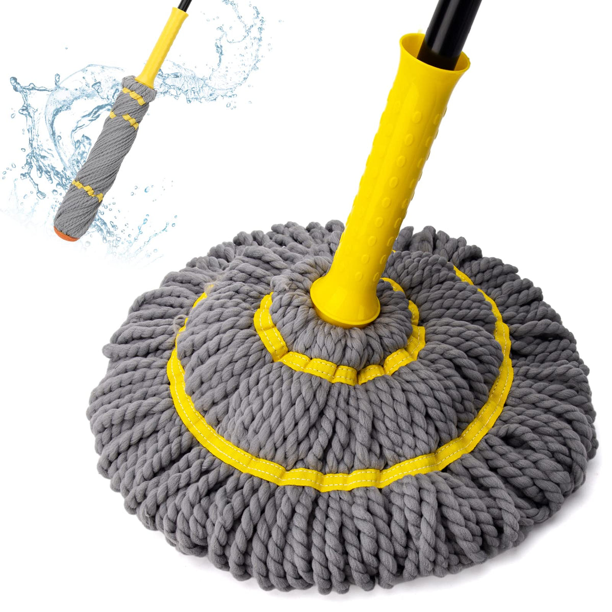 Self-Wringing Twist Mops for Floor Cleaning, Microfiber Floor mop with 57 " Long Handle, Easy Wringing Mop for Hardwood Commercial Household Clean