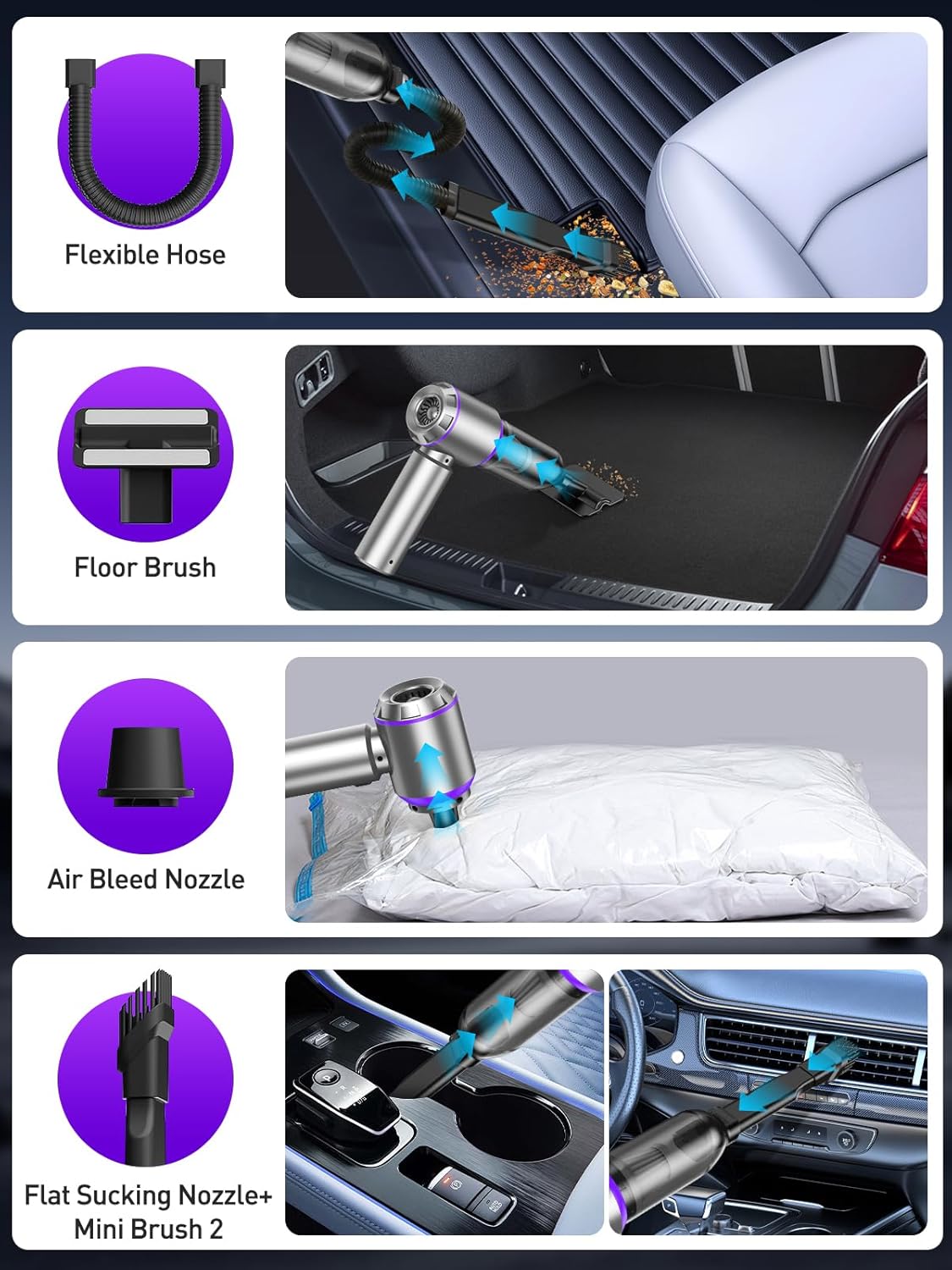 Vacuum/Air Duster Super Power Mini Car Vacuum Cleaner 4-in-1 air Blower Gun