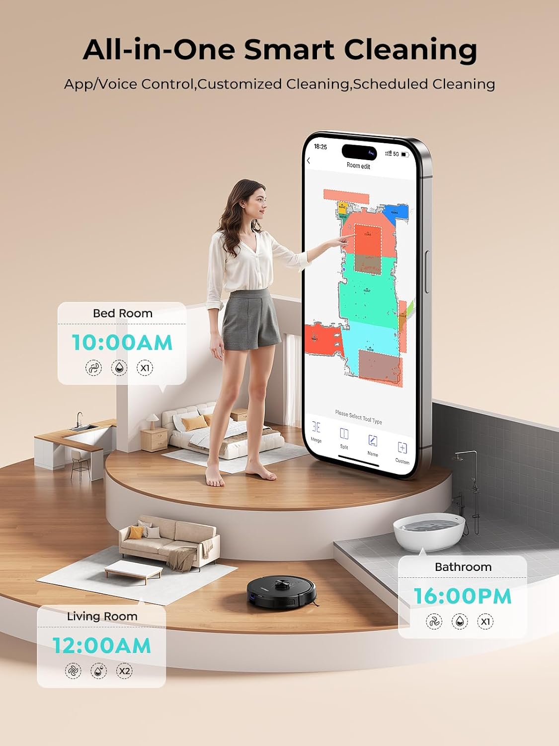 Airzeen Bagless Robot Vacuum and Mop Self-Emptying for Pet Hair/Carpet