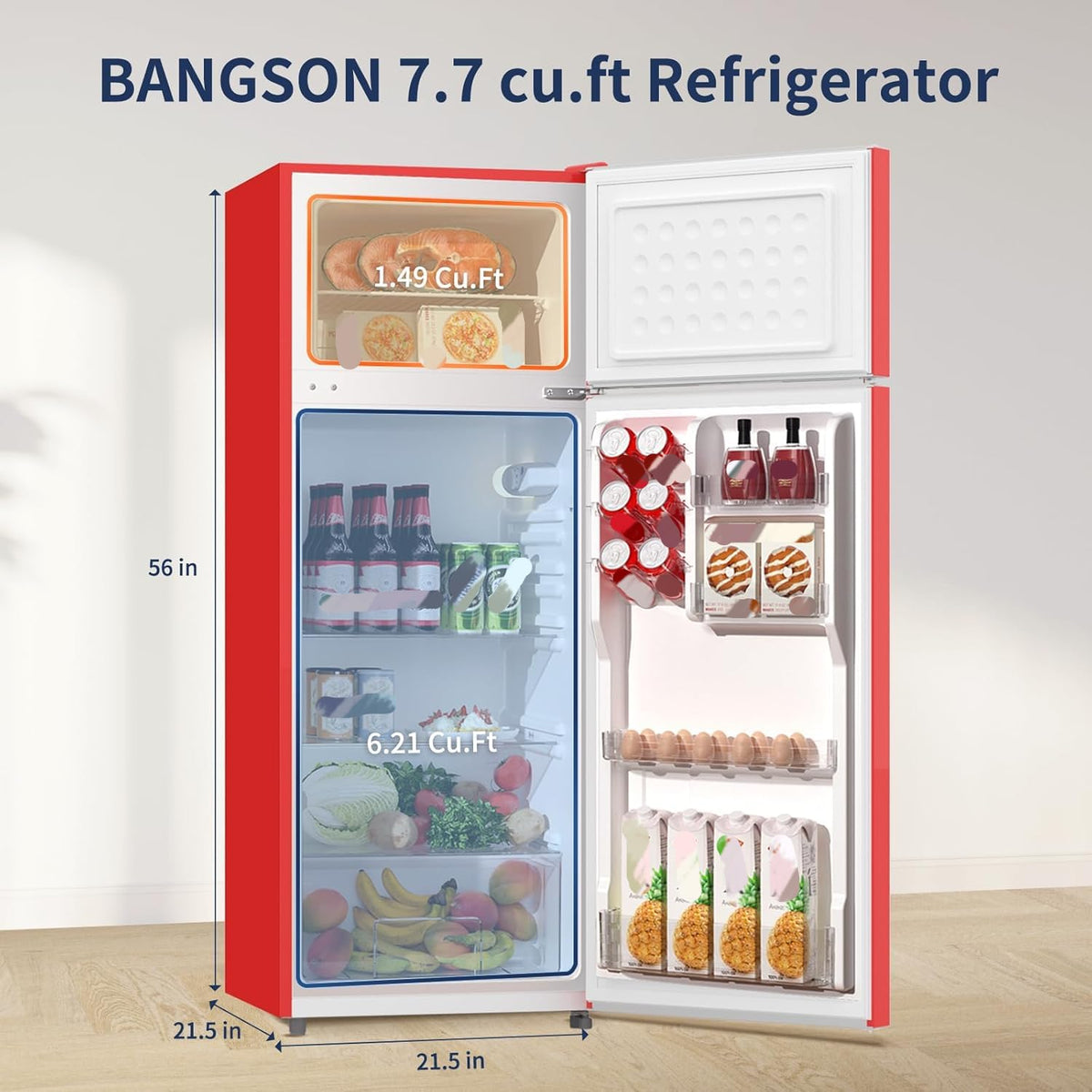 7.7 Cu.Ft Refrigerator with Top Freezer Apartment Size Black