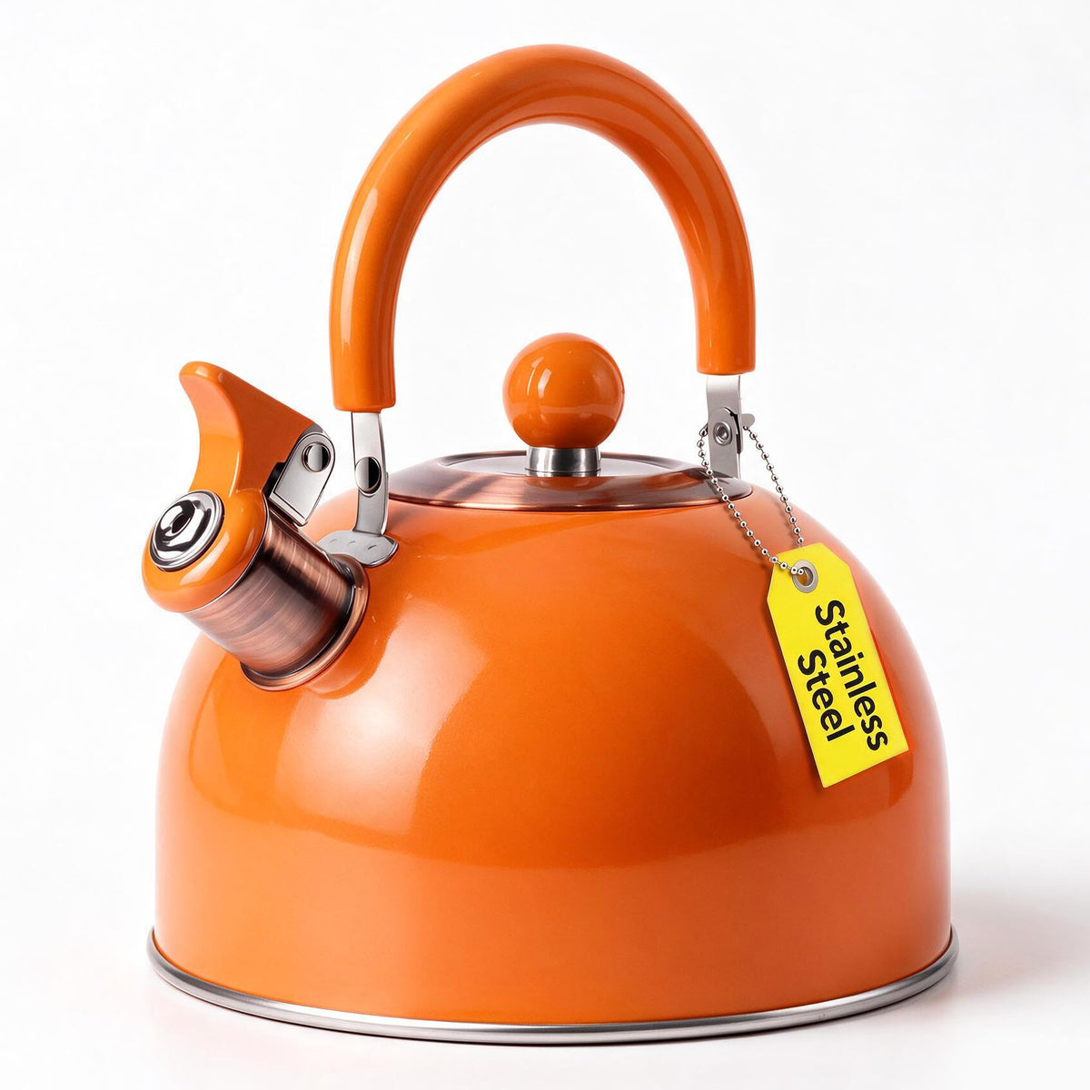 2.6 Quart Yellow Whistling Tea Kettle, Multiple Color Available, Stainless Steel Stovetop Teapot with Cool-Touch Handle, Loud Whistle, Induction Compatible for Gas, Electric & Glass Cooktops