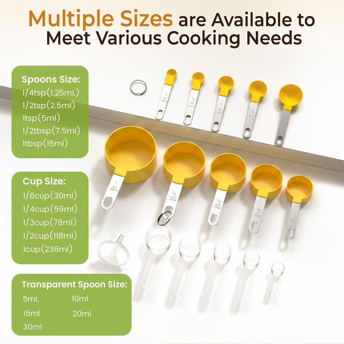 16PCS Measuring Cups and Spoons Set, Measuring Spoon Set with Metric and US Measurements, Fits for Measuring Dry and Liquid - Black