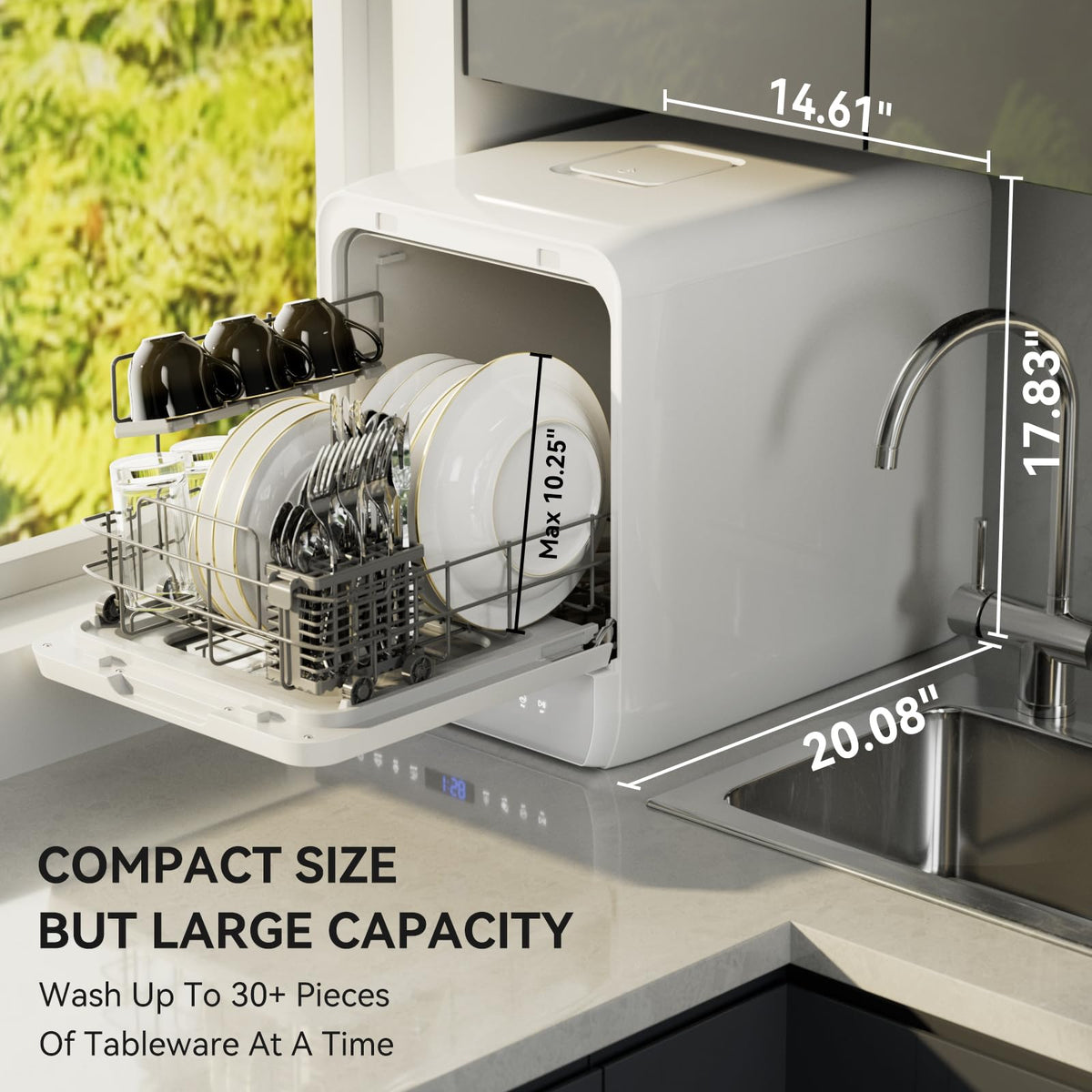 Hermitlux Countertop Dishwasher, 5 Place Settings Portable Dishwashers Mini
