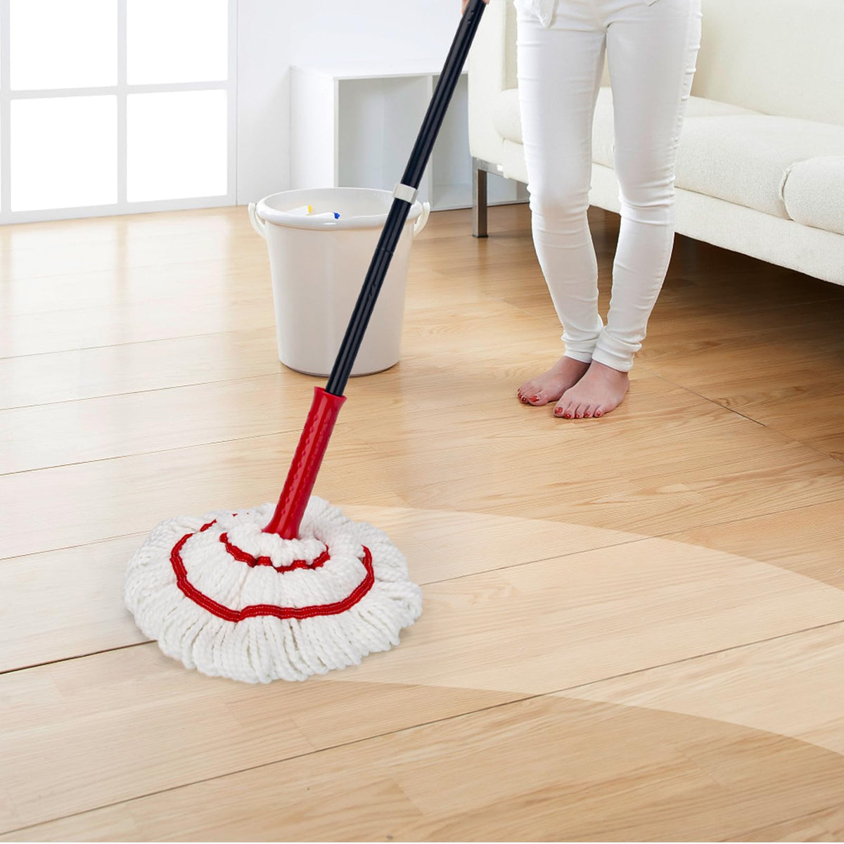 Self-Wringing Twist Mops for Floor Cleaning, Microfiber Floor mop with 57 " Long Handle, Easy Wringing Mop for Hardwood Commercial Household Clean