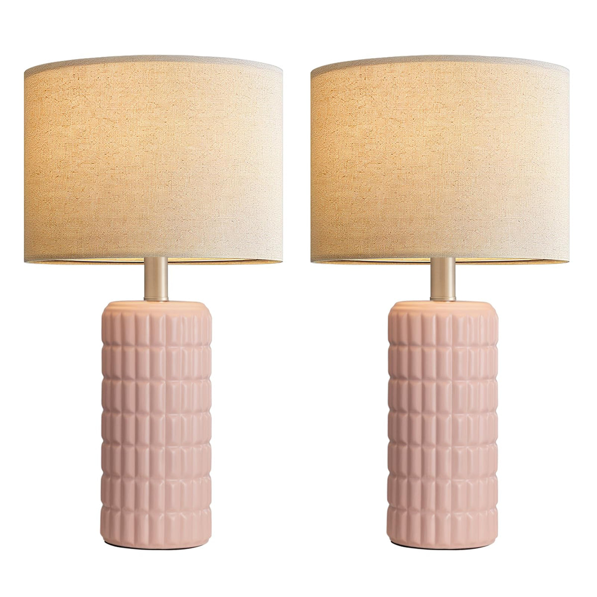 Seealle 23" Modern Ceramic Table Lamps Set of 2, Lamps for Bedroom, White
