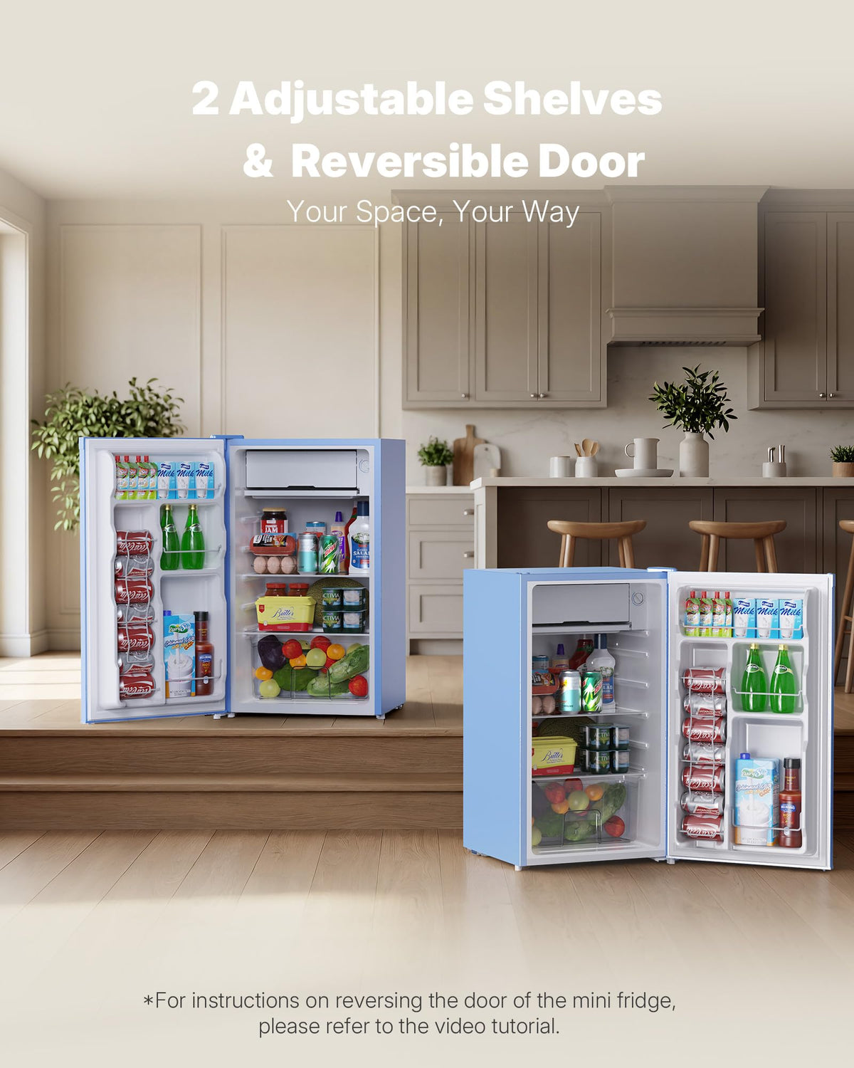 Upstreman 3.2 Cu.Ft Mini Fridge with Freezer, Black-BR321